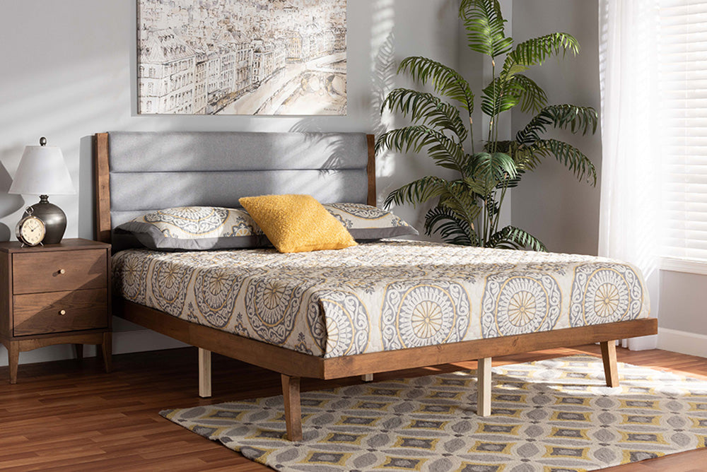 Baxton Studio - Jarlan King Size Bed - MG0078S-Light Grey/Walnut-King view 5