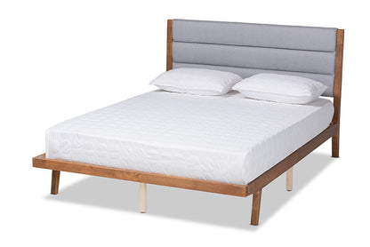 Baxton Studio - Jarlan Queen Size Bed - MG0078S-Light Grey/Walnut-Queen view 1
