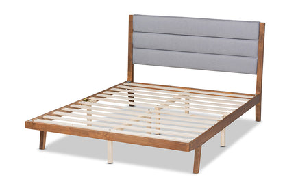 Baxton Studio - Jarlan Queen Size Bed - MG0078S-Light Grey/Walnut-Queen view 3