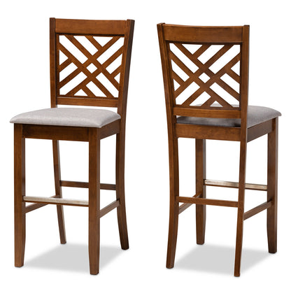 Baxton Studio - Jason Set of 2 Bar Stools in Grey/Walnut - RH317B-Grey/Walnut-BS view 1