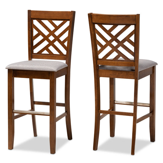 Baxton Studio - Jason Set of 2 Bar Stools in Grey/Walnut - RH317B-Grey/Walnut-BS view 1