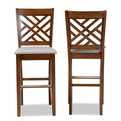 Baxton Studio - Jason Set of 2 Bar Stools in Grey/Walnut - RH317B-Grey/Walnut-BS view 2