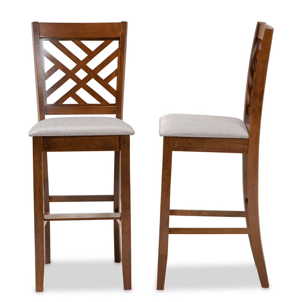 Baxton Studio - Jason Set of 2 Bar Stools in Grey/Walnut - RH317B-Grey/Walnut-BS view 3