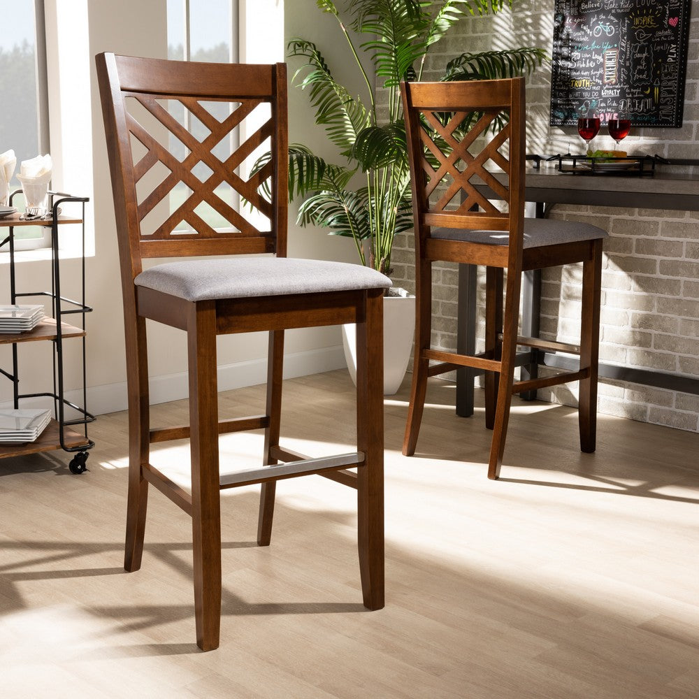Baxton Studio - Jason Set of 2 Bar Stools in Grey/Walnut - RH317B-Grey/Walnut-BS view 7