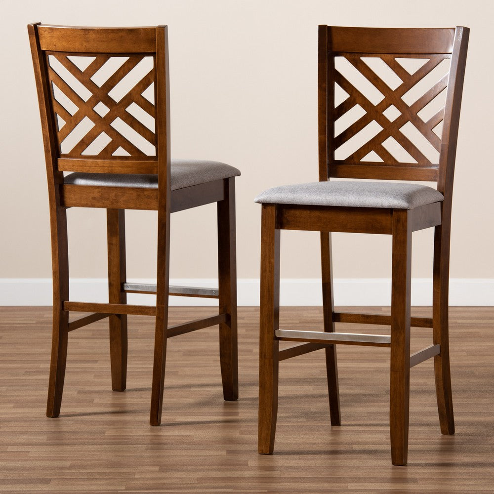 Baxton Studio - Jason Set of 2 Bar Stools in Grey/Walnut - RH317B-Grey/Walnut-BS view 8