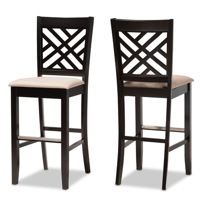 Baxton Studio - Jason Set of 2 Bar Stools in Sand/Espresso Brown - RH317B-Sand/Dark Brown-BS view 1
