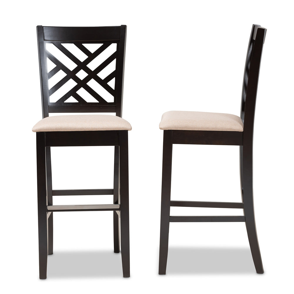 Baxton Studio - Jason Set of 2 Bar Stools in Sand/Espresso Brown - RH317B-Sand/Dark Brown-BS view 3