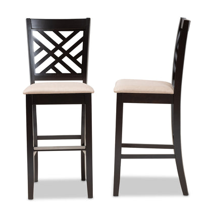 Baxton Studio - Jason Set of 2 Bar Stools in Sand/Espresso Brown - RH317B-Sand/Dark Brown-BS view 3