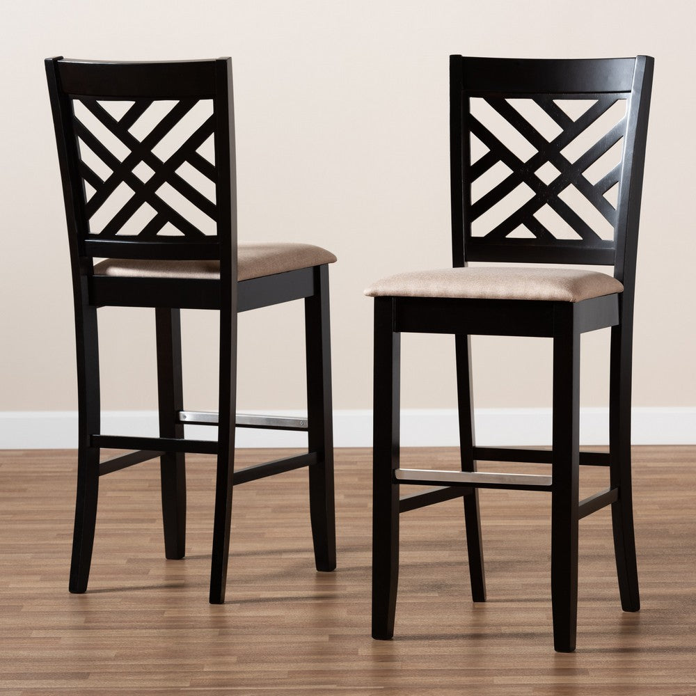Baxton Studio - Jason Set of 2 Bar Stools in Sand/Espresso Brown - RH317B-Sand/Dark Brown-BS view 8