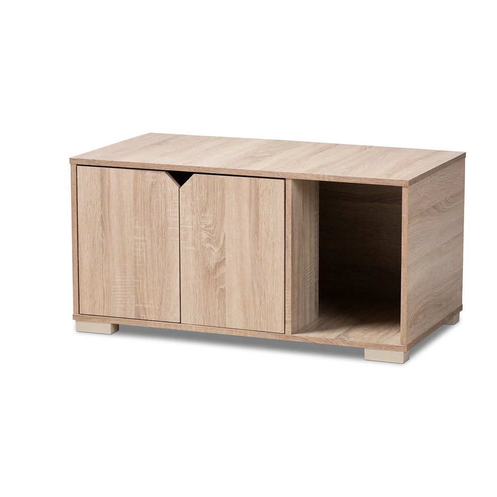 Baxton Studio - Jasper Cat House in Oak - SECHC150040WI-Hana Oak-Cat House view 1