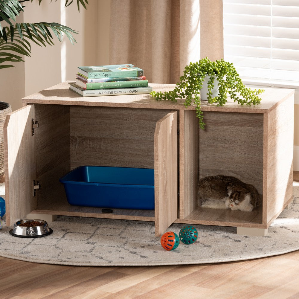 Baxton Studio - Jasper Cat House in Oak - SECHC150040WI-Hana Oak-Cat House view 7