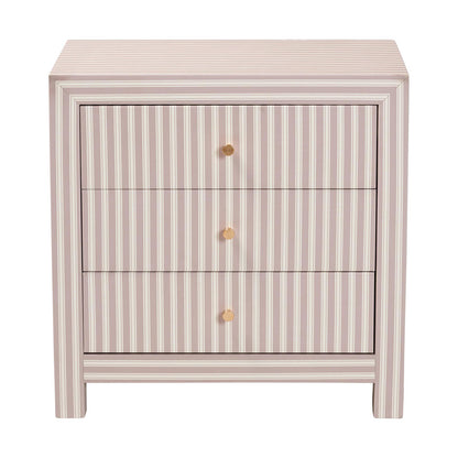 Baxton Studio - Javianne End Table in White/Beige/Brass - JY25A012-Striped Printed Canvas-Wooden-ET view 3