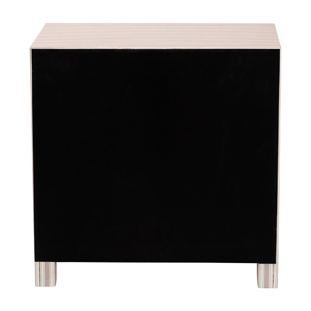 Baxton Studio - Javianne End Table in White/Beige/Brass - JY25A012-Striped Printed Canvas-Wooden-ET view 5