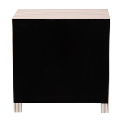 Baxton Studio - Javianne End Table in White/Beige/Brass - JY25A012-Striped Printed Canvas-Wooden-ET view 5