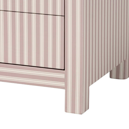Baxton Studio - Javianne End Table in White/Beige/Brass - JY25A012-Striped Printed Canvas-Wooden-ET view 7