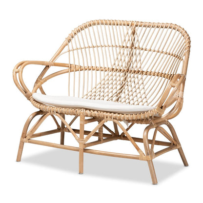 Baxton Studio - Jayden Living Room Set in White/Natural Brown - Jayden-Rattan-5PC Living Room Set view 3