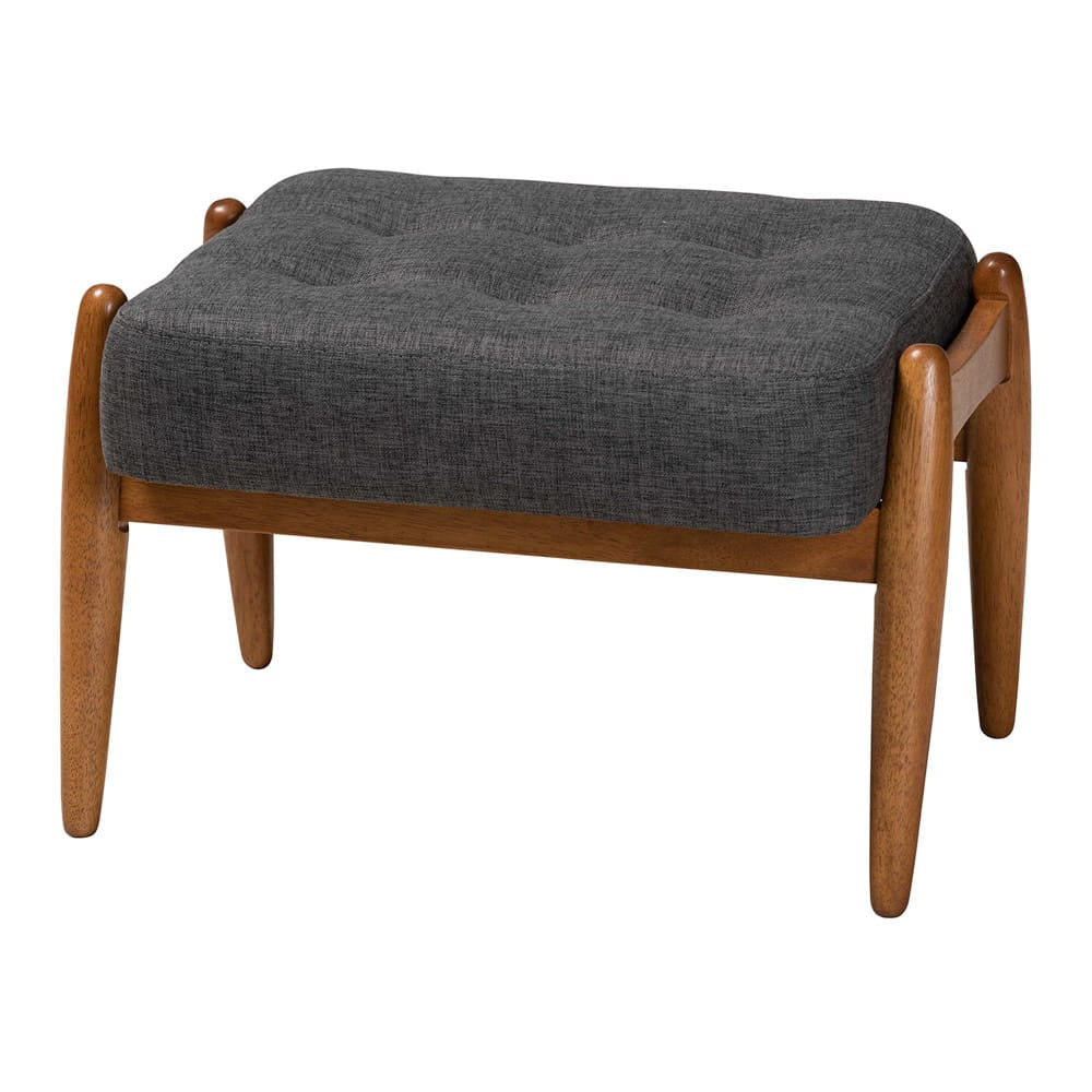 Baxton Studio - Jeanine Footstool in Dark Grey/Walnut Brown - BBT5455-Dark Grey/Walnut-Stool view 1
