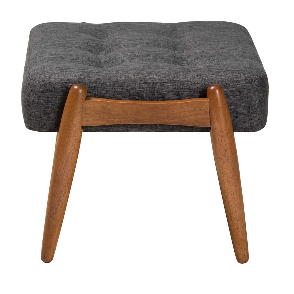 Baxton Studio - Jeanine Footstool in Dark Grey/Walnut Brown - BBT5455-Dark Grey/Walnut-Stool view 3