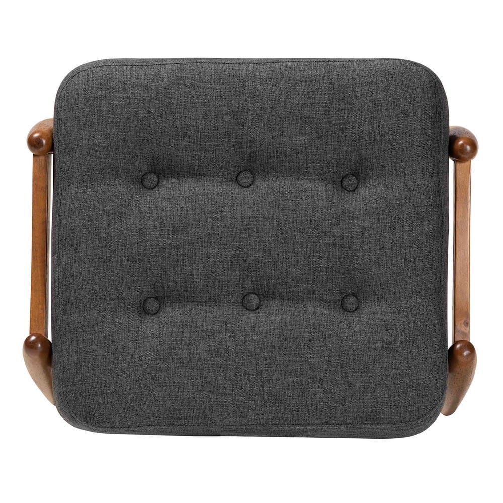 Baxton Studio - Jeanine Footstool in Dark Grey/Walnut Brown - BBT5455-Dark Grey/Walnut-Stool view 4
