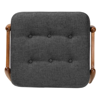 Baxton Studio - Jeanine Footstool in Dark Grey/Walnut Brown - BBT5455-Dark Grey/Walnut-Stool view 4