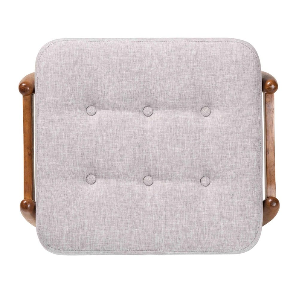 Baxton Studio - Jeanine Footstool in Greyish Beige/Walnut Brown - BBT5455-Greyish Beige/Walnut-Stool view 4