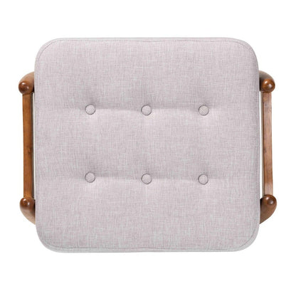 Baxton Studio - Jeanine Footstool in Greyish Beige/Walnut Brown - BBT5455-Greyish Beige/Walnut-Stool view 4