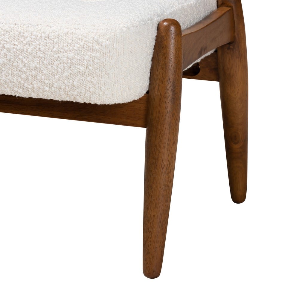 Baxton Studio - Jeanine Footstool in White/Walnut Brown - BBT5455-Maya-Cream/Walnut-Stool view 4