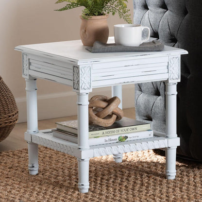 Baxton Studio - Jeanne End Table in White - JY23B392-Wooden White-ET view 7