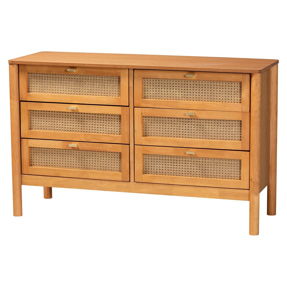 Baxton Studio - Jenn Bedroom Set in Golden Brown/Distressed Rattan - Adalyn-Distressed/NT Oak-3PC Storage Set view 4