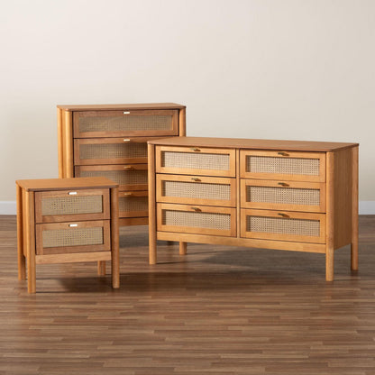 Baxton Studio - Jenn Bedroom Set in Golden Brown/Distressed Rattan - Adalyn-Distressed/NT Oak-3PC Storage Set view 9
