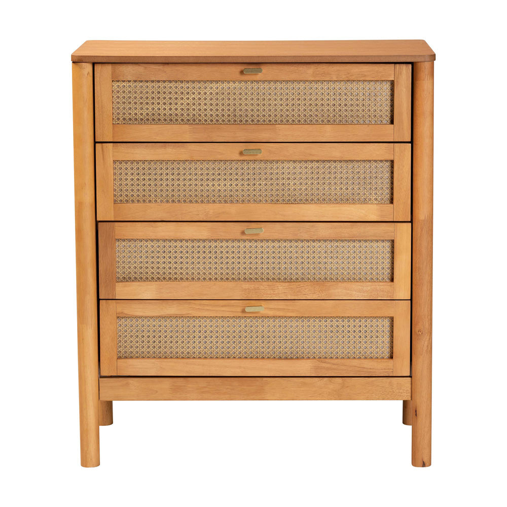 Baxton Studio - Jenn Chest in Golden Brown/Distressed Rattan - MG9006-5703R Rattan/NTOak1203-4D-Chest view 3