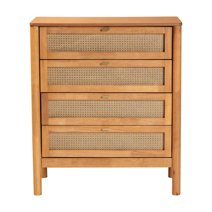 Baxton Studio - Jenn Chest in Golden Brown/Distressed Rattan - MG9006-5703R Rattan/NTOak1203-4D-Chest view 3