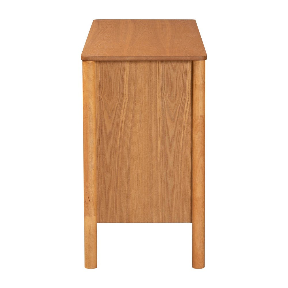 Baxton Studio - Jenn Dresser in Golden Brown/Distressed Rattan - MG9006-5703R Rattan/NTOak1203-6D-Dresser view 4