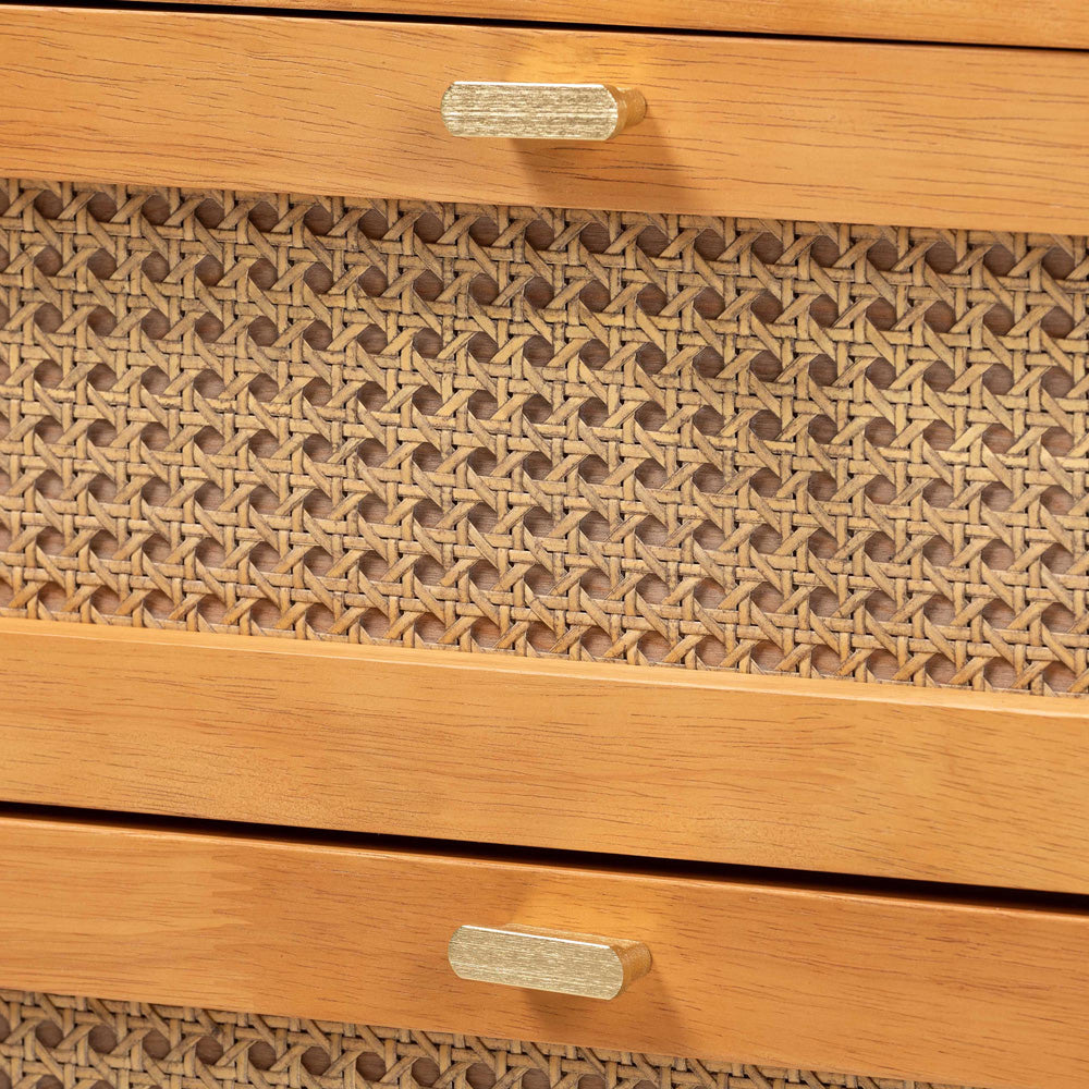 Baxton Studio - Jenn Dresser in Golden Brown/Distressed Rattan - MG9006-5703R Rattan/NTOak1203-6D-Dresser view 5