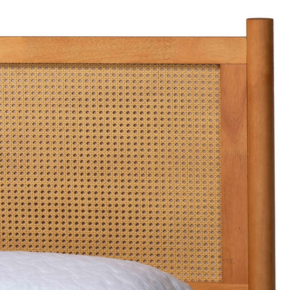 Baxton Studio - Jenn Queen Bedroom Set in Golden Brown/Distressed Rattan - Jenn-Distressed/NT Oak-Queen 4PC Bedroom Set view 9