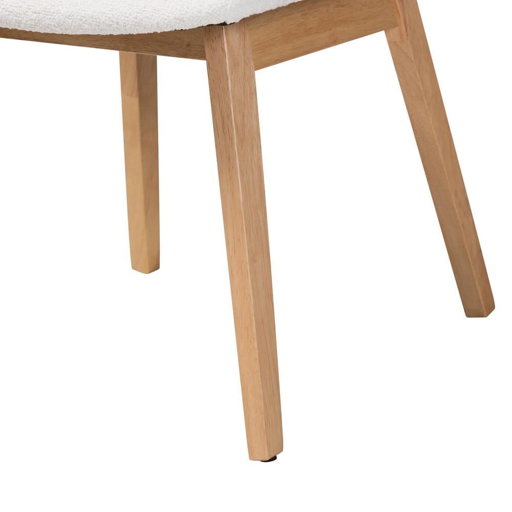 Baxton Studio - Jennica Dining Set in White/Natural Brown - Jennica-White Boucle/Natural-5PC Dining Set view 6
