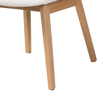 Baxton Studio - Jennica Dining Set in White/Natural Brown - Jennica-White Boucle/Natural-5PC Dining Set view 6