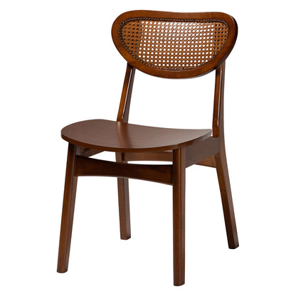 Baxton Studio - Jeriah Dining Set in Walnut Brown/Light Brown - RH253C-Walnut Rattan-Rectangle-5PC Dining Set view 2