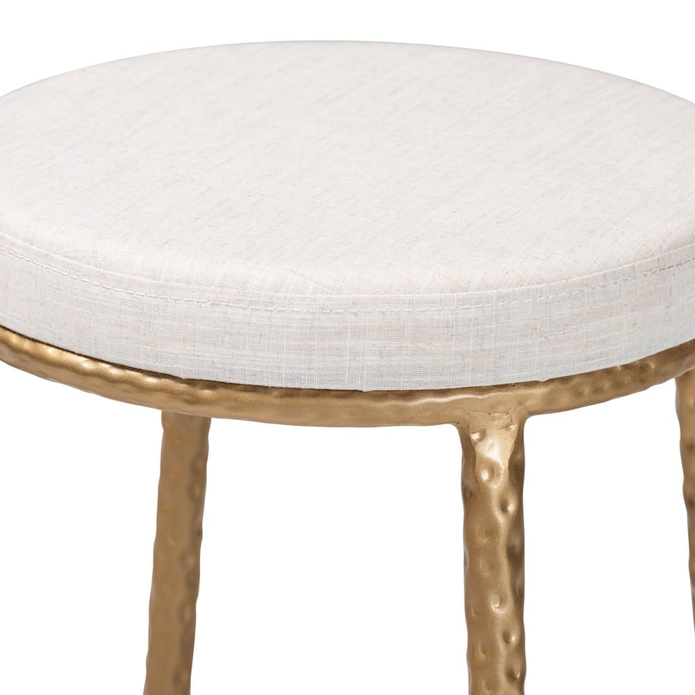 Baxton Studio - Jessa Counter Stool in Ivory/Gold - FUR6901-Hammered Metal-CS view 3