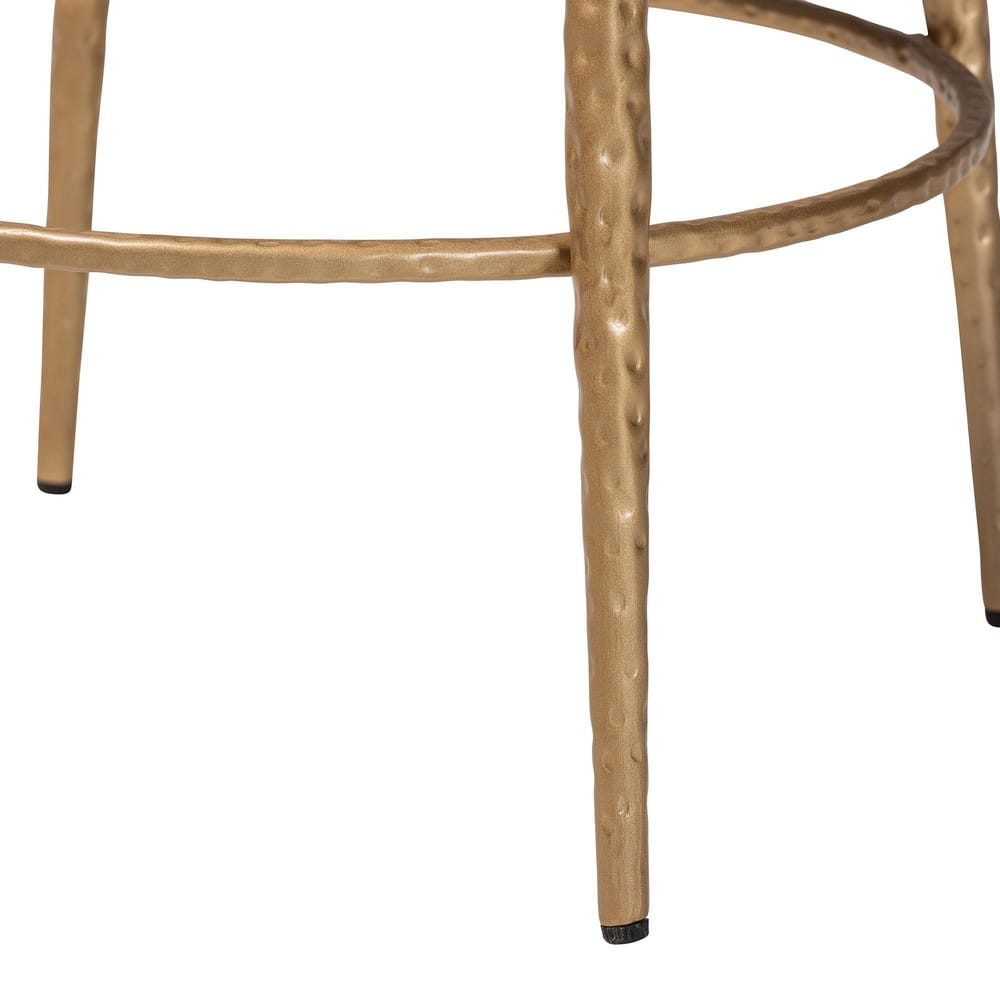 Baxton Studio - Jessa Counter Stool in Ivory/Gold - FUR6901-Hammered Metal-CS view 4