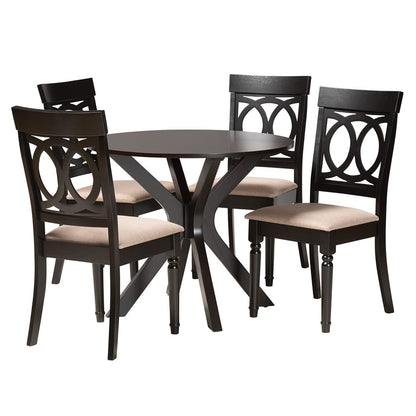 Baxton Studio - Jessie Dining Set in Beige/Dark Brown - Jessie-Sand/Dark Brown-5PC Dining Set view 1