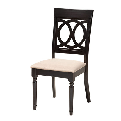 Baxton Studio - Jessie Dining Set in Beige/Dark Brown - Jessie-Sand/Dark Brown-5PC Dining Set view 2