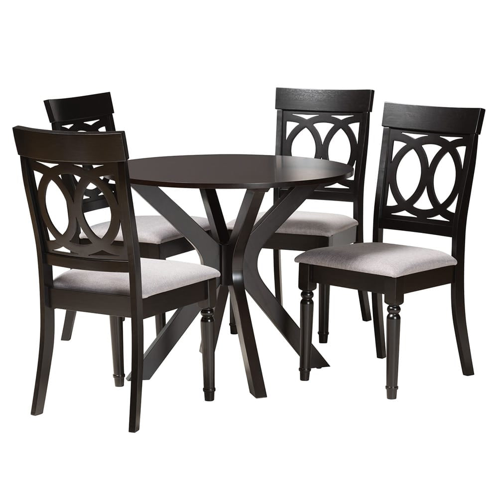 Baxton Studio - Jessie Dining Set in Grey/Dark Brown - Jessie-Grey/Dark Brown-5PC Dining Set view 1