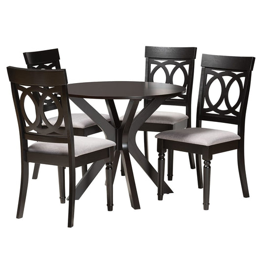 Baxton Studio - Jessie Dining Set in Grey/Dark Brown - Jessie-Grey/Dark Brown-5PC Dining Set view 1