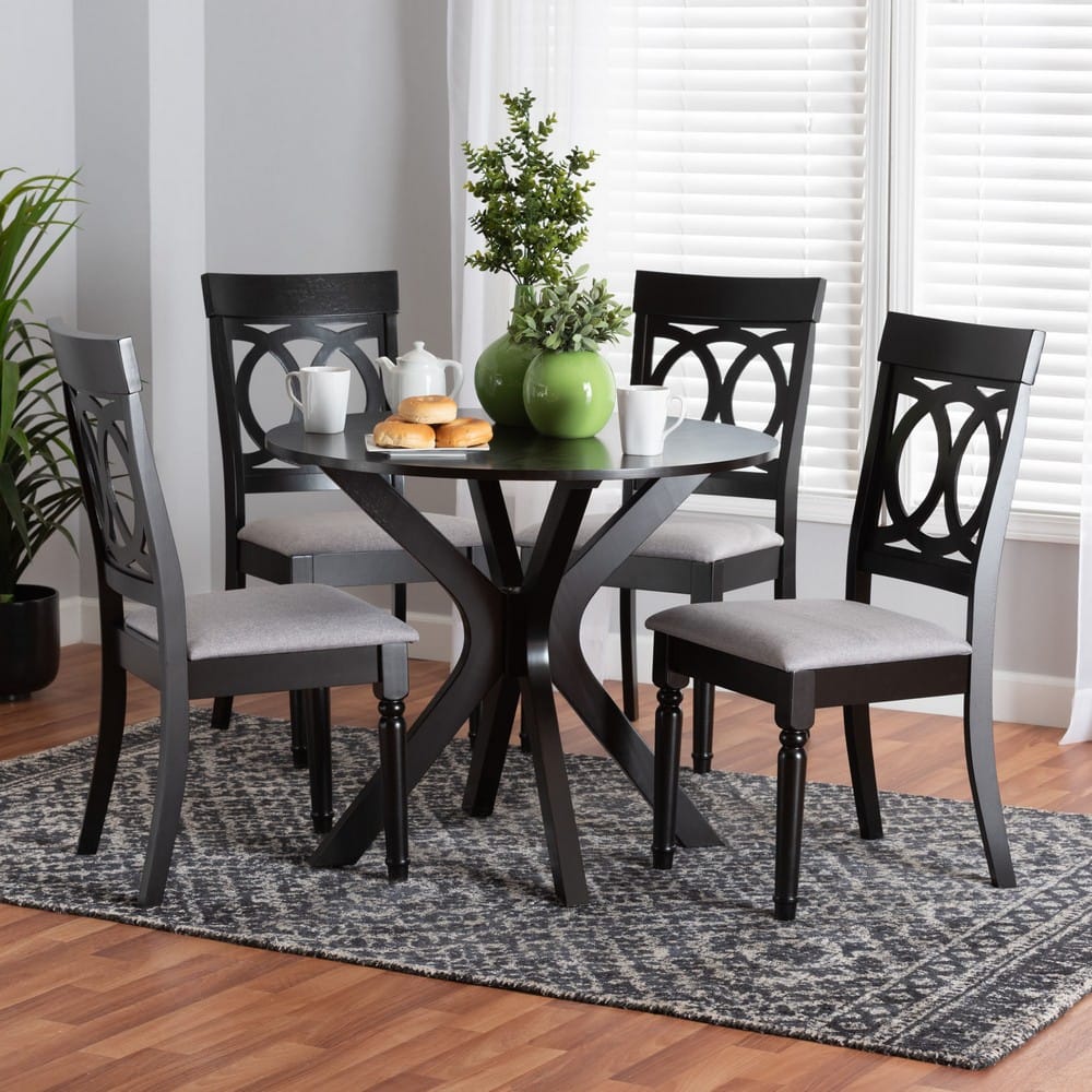 Baxton Studio - Jessie Dining Set in Grey/Dark Brown - Jessie-Grey/Dark Brown-5PC Dining Set view 8