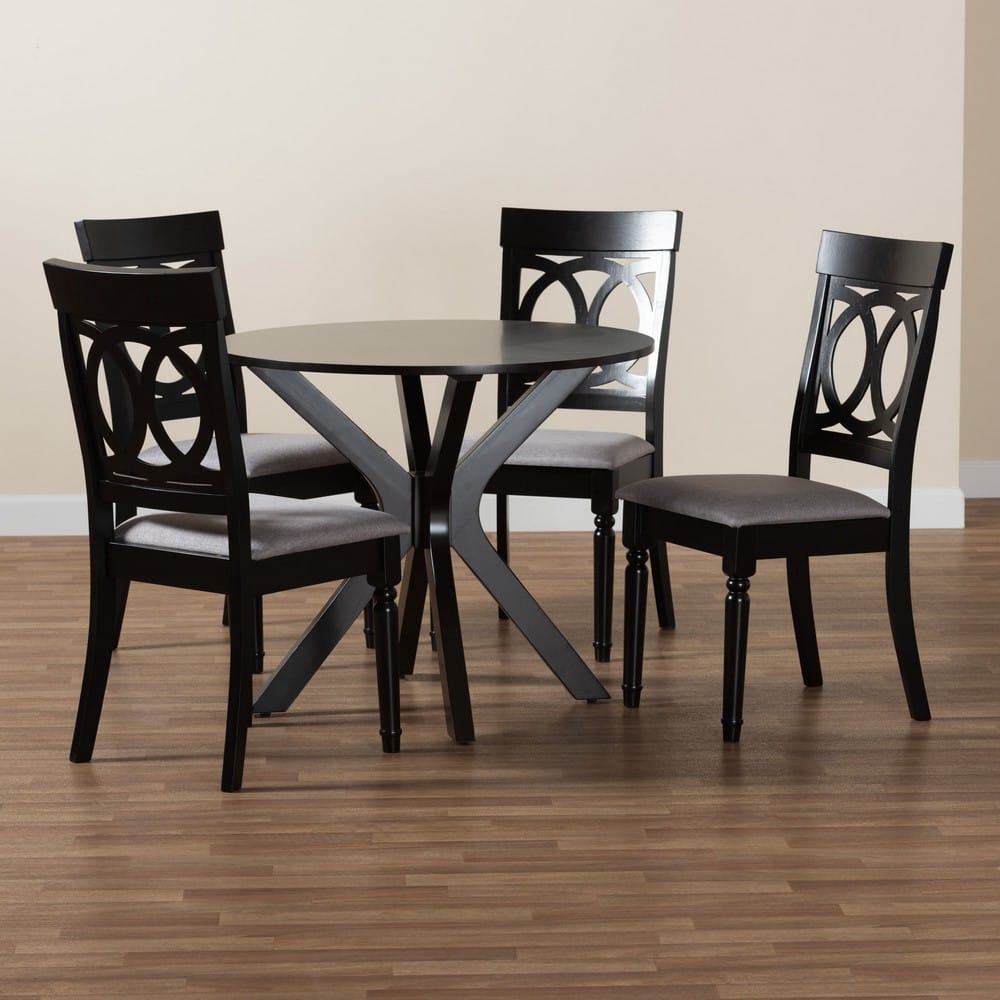Baxton Studio - Jessie Dining Set in Grey/Dark Brown - Jessie-Grey/Dark Brown-5PC Dining Set view 9