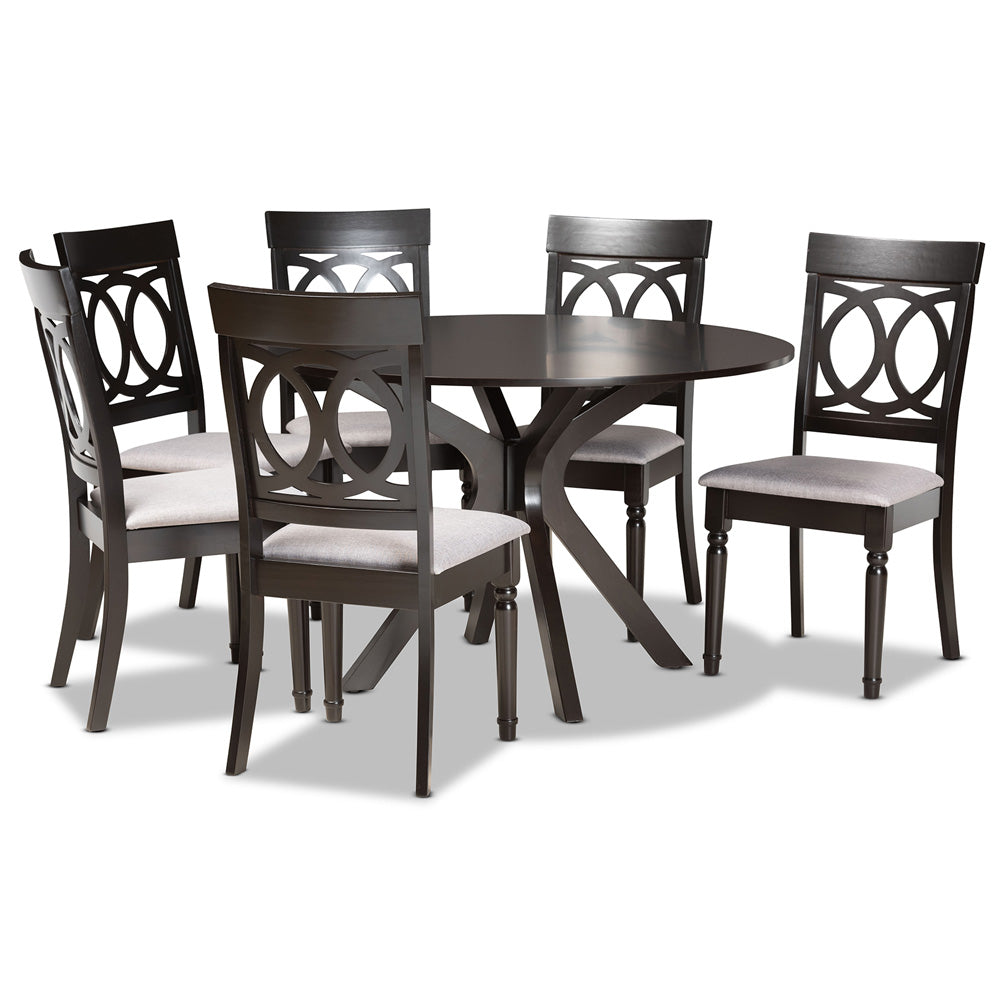 Baxton Studio - Jessie Dining Set in Grey/Dark Brown - Jessie-Grey/Dark Brown-7PC Dining Set view 1