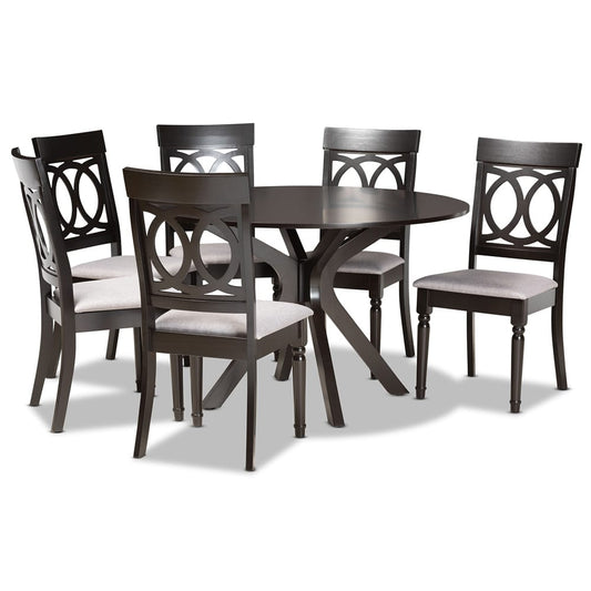 Baxton Studio - Jessie Dining Set in Grey/Dark Brown - Jessie-Grey/Dark Brown-7PC Dining Set view 1