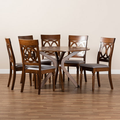 Baxton Studio - Jessie Dining Set in Grey/Walnut Brown - Jessie-Grey/Walnut-7PC Dining Set view 8