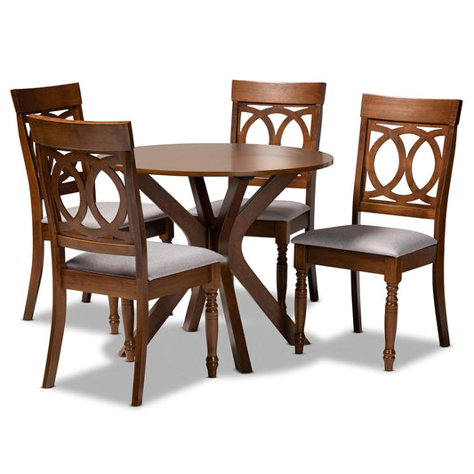 Baxton Studio - Jessie Dining Set in Grey/Walnut - Jessie-Grey/Walnut-5PC Dining Set view 1